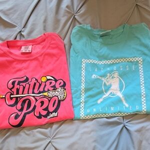 Comfort Colors Kids Short Sleeve Tees - Pink & Teal Lacrosse Graphics